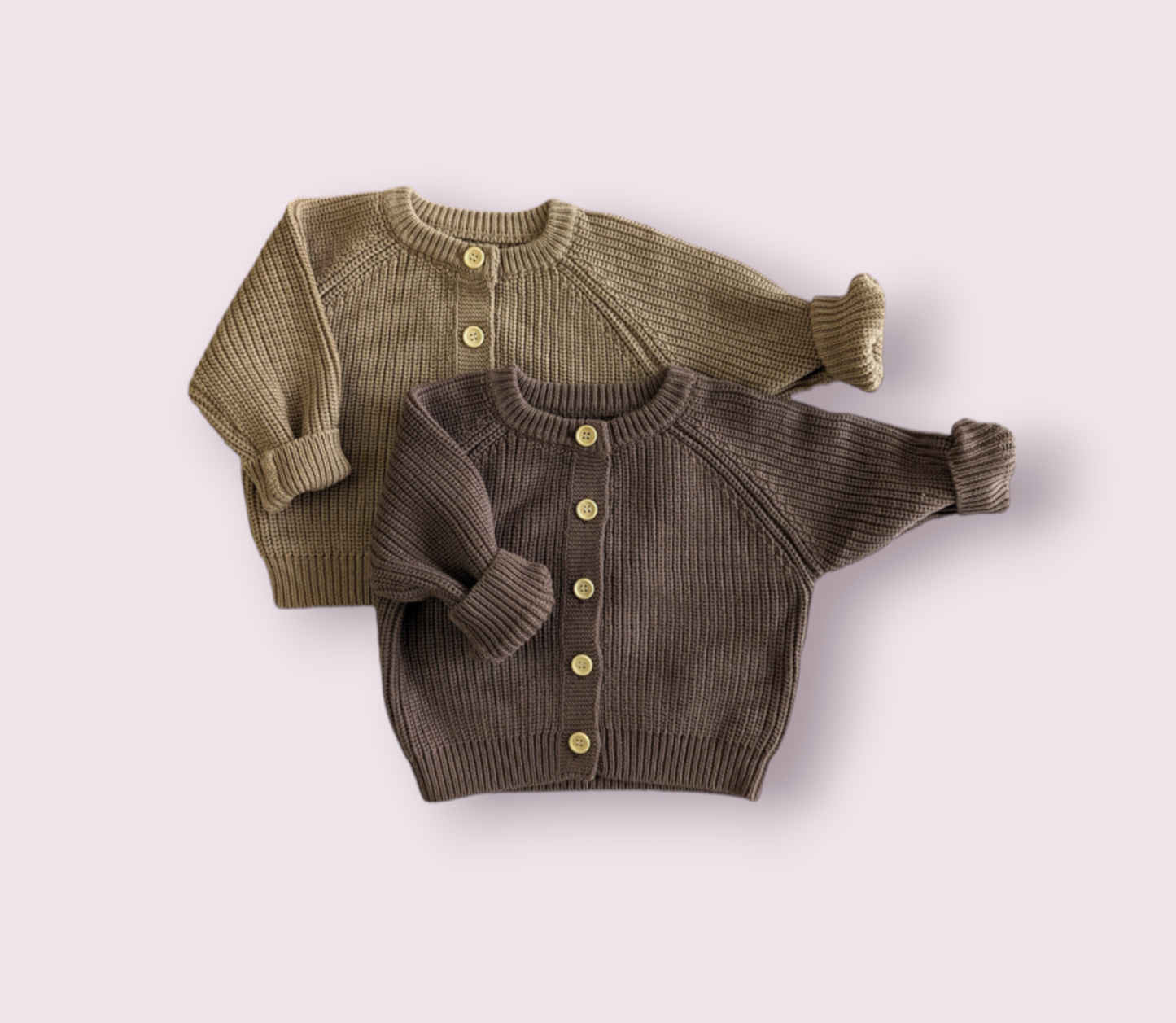 Oversize Sweater Set - Khaki & Coffee aus 100% Baumwolle