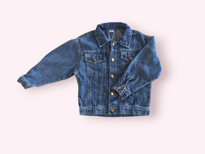 Jeansjacke mit Teddybär-Stickerei