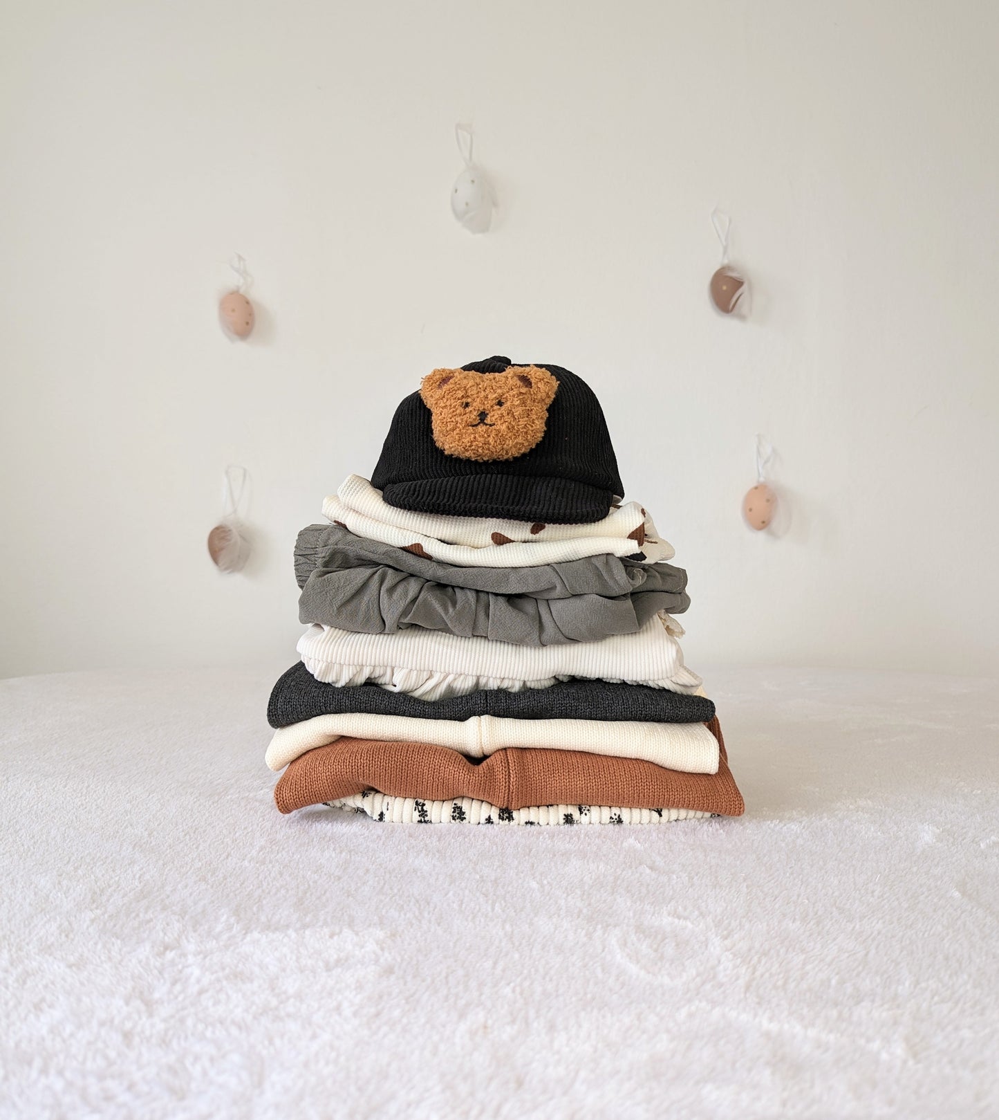 Süße Kinder Cord Teddybären-Mützen in Beige, Coffee und Black